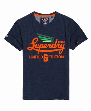 Superdry Limited Icarus Férfi Pólók Sötétkék | ZVQUY7132